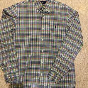 Polo by Ralph Lauren Men's Blue and Green Plaid Shirt Size Small